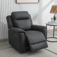 Gunmetal grey fabric recliner armchair with extended footrest in modern living room