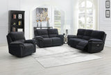 Bowery ink fabric recliner sofa set with armchair and loveseat in modern living room