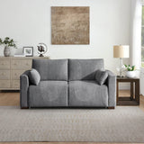 Light grey foam sofa bed with cushions in modern living room setting
