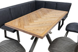 Herringbone Dining Table - 1.4m Medium Ash Veneer with Black Legs
