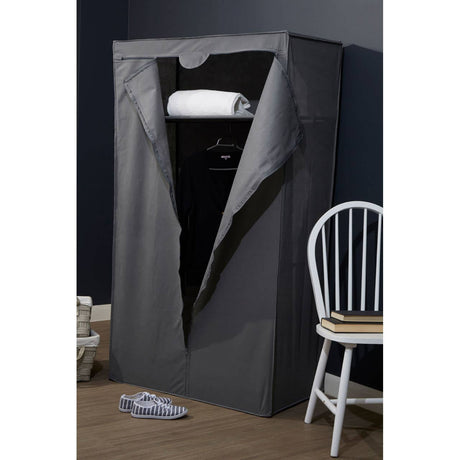 Dara Grey Fabric Wardrobe With Shelf