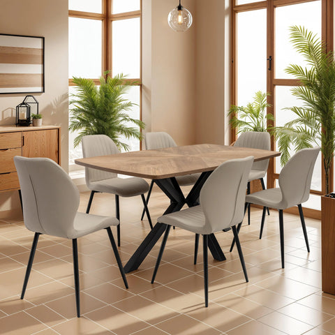 Elegant 1.6m Medium Oak Veneer Dining Table for Stylish Dining Rooms