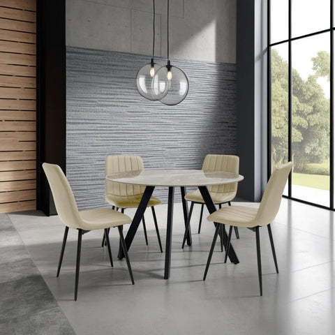 1.1m Grey Stone Round Dining Table - Stylish Modern Furniture