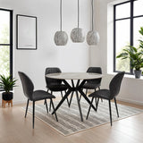 Stylish 1.1m Round Dining Table in Grey Stone Finish
