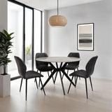 Stylish 1.1m Round Dining Table in Grey Stone Finish
