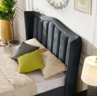 Clare Grey Gaslift Bed - 4FT6 - W 176 X H 135 X L 216 - CLARE-GASLIFT-BED-GREY