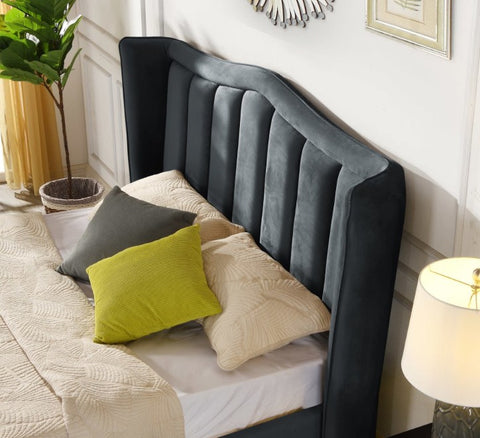 Clare Grey Gaslift Bed - 4FT6 - W 176 X H 135 X L 216 - CLARE-GASLIFT-BED-GREY