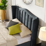 Clare Grey Gaslift Bed - 4FT6 - W 176 X H 135 X L 216 - CLARE-GASLIFT-BED-GREY