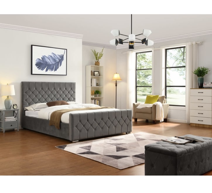 Galway Grey Bed - 4FT6 - W 149 X H 120 X L 213 - GALWAYGREYBED