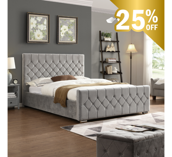 Galway Silver Bed - 4FT - W 132 X H 120 X L 213 - GALWAYSILVERBED