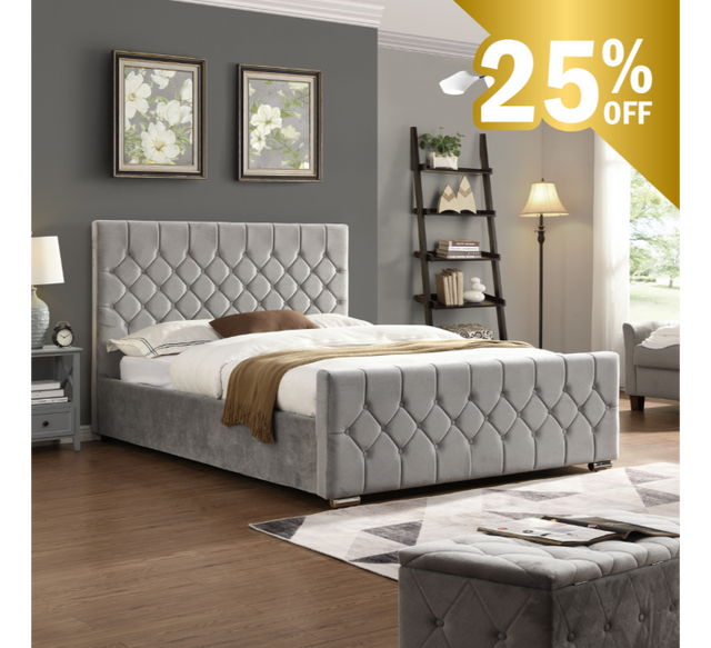 Galway Silver Bed - 4FT - W 132 X H 120 X L 213 - GALWAYSILVERBED