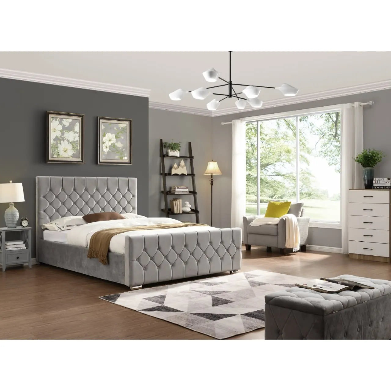 Galway Silver Bed - 4FT - W 132 X H 120 X L 213 - GALWAYSILVERBED