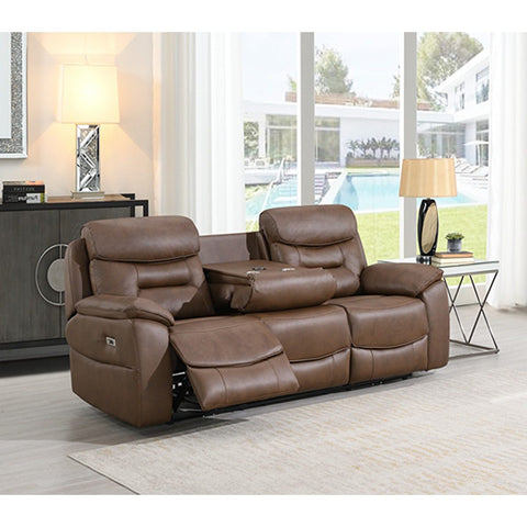 Leroy Chestnut 3 Seater Sofa W/Table & Wireless Charger