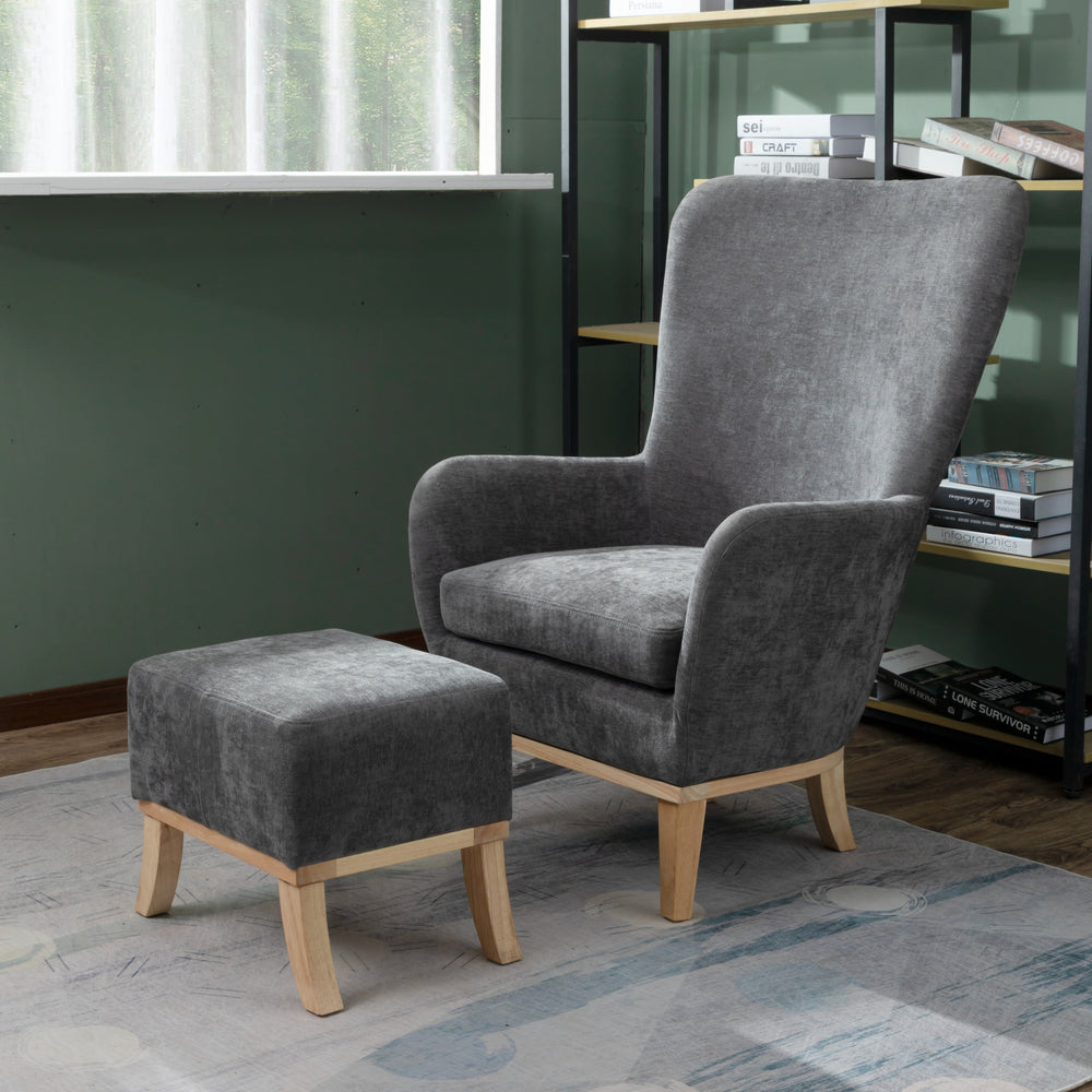 Chair + Footstool 1986 Dark Grey - Chair+Footstool1986DarkGrey