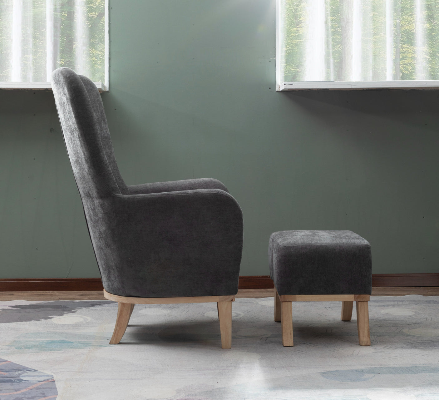 Chair + Footstool 1986 Dark Grey - Chair+Footstool1986DarkGrey