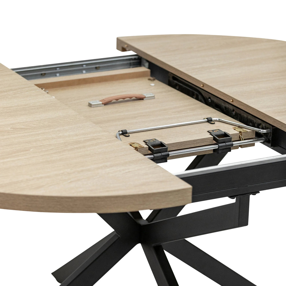 Light Oak Round Extending Dining Table - 1.2m to 1.6m Capacity
