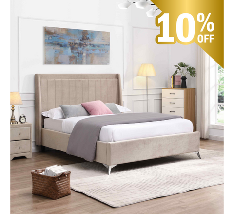 Mayo Bed Beige - Mayo Beige Bed 4ft 6 W 157.5 X H 135 X L 209 - Mayo Bed Beige
