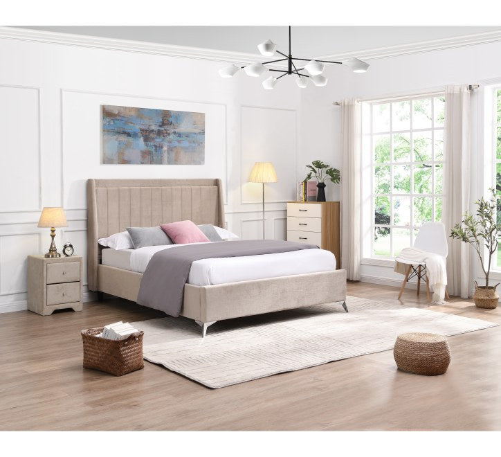 Mayo Bed Beige - Mayo Beige Bed 4ft 6 W 157.5 X H 135 X L 209 - Mayo Bed Beige