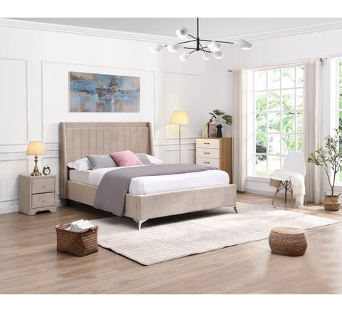 Mayo Bed Beige - Mayo Beige Bed 4ft 6 W 157.5 X H 135 X L 209 - Mayo Bed Beige