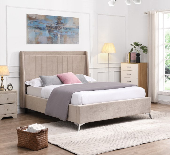Mayo Bed Beige - Mayo Beige Bed 4ft 6 W 157.5 X H 135 X L 209 - Mayo Bed Beige