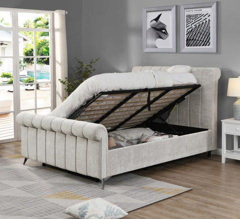 Carlow Beige Bed - Carlow 4,6 Beige 233 (L) X 150(W) X 130(H) - Carlow Beige Side Gas Lift Bed