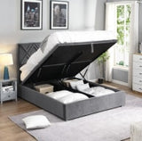 Dublin Grey Gas Lift Bed - 4FT6 - W 142 X H 135 X L 200 - Dublin Grey Gas Lift Bed