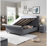 Kilkenny Grey Side Gas-Lift Bed - 4ft6: (W) 148 x (H) 135 x (L) 239cm - Kilkenny Grey Side Gas-Lift Bed