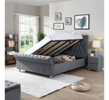 Kilkenny Grey Side Gas-Lift Bed - 4ft6: (W) 148 x (H) 135 x (L) 239cm - Kilkenny Grey Side Gas-Lift Bed