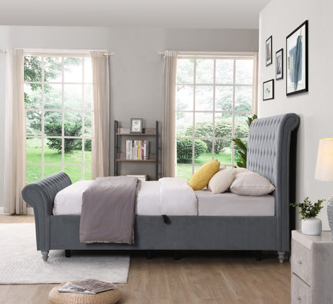 Kilkenny Grey Side Gas-Lift Bed - 5ft: (W) 165 x (H) 135 x (L) 248cm - Kilkenny Grey Side Gas-Lift Bed