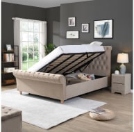 Kilkenny Mink Side Gas-Lift Bed - 4ft6: (W) 148 x (H) 135 x (L) 239cm - Kilkenny Mink Side Gas-Lift Bed