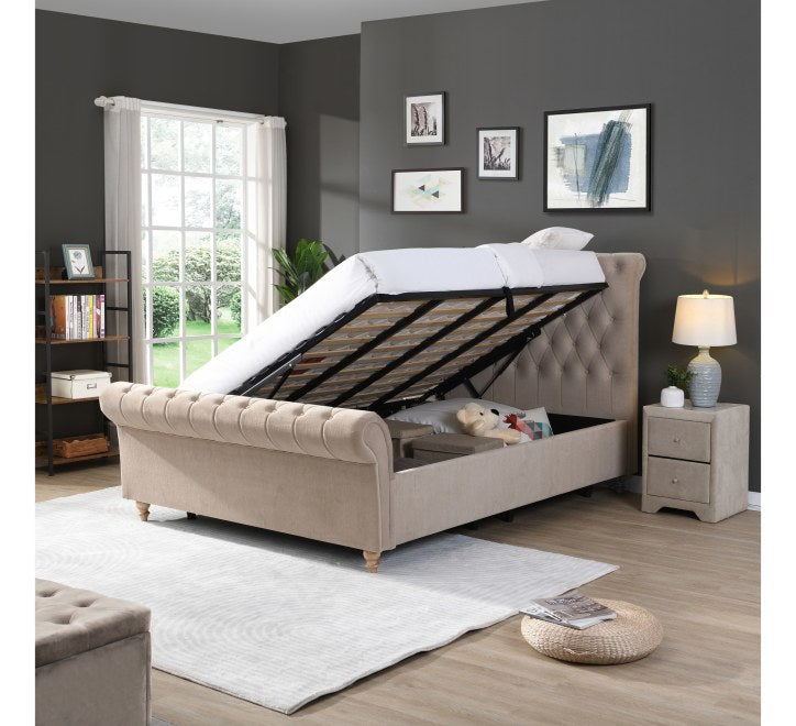 Kilkenny Mink Side Gas-Lift Bed - 5ft: (W) 165 x (H) 135 x (L) 248cm - Kilkenny Mink Side Gas-Lift Bed