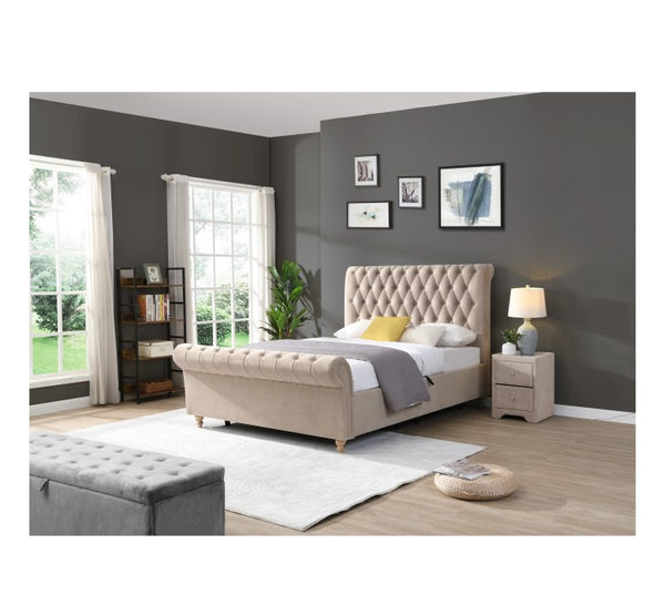 Kilkenny Mink Side Gas-Lift Bed - 4ft6: (W) 148 x (H) 135 x (L) 239cm - Kilkenny Mink Side Gas-Lift Bed