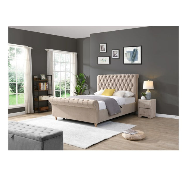 Kilkenny Mink Side Gas-Lift Bed - 4ft6: (W) 148 x (H) 135 x (L) 239cm - Kilkenny Mink Side Gas-Lift Bed