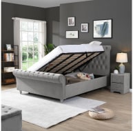 Kilkenny Silver Side Gas-Lift Bed - 4ft6: (W) 148 x (H) 135 x (L) 239cm - Kilkenny Silver Side Gas-Lift Bed