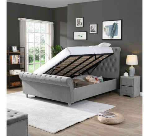 Kilkenny Silver Side Gas-Lift Bed - 4ft6: (W) 148 x (H) 135 x (L) 239cm - Kilkenny Silver Side Gas-Lift Bed