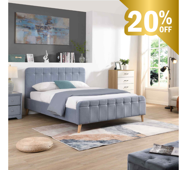 Ashley Sky Blue Bed - Ashley Blue Bed 5ft - (W)160 x (H) 110 x (L) 217.5 - Ashley Sky Blue Bed