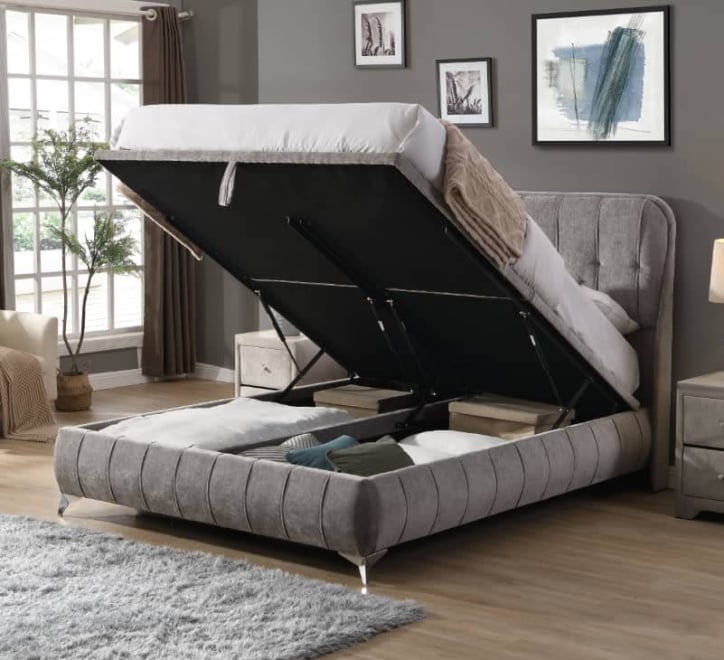 Limerick Grey Storage Bed - Limerick Grey Storage 4ft 6 Bed W 151 X H 120 X L 213 - Limerick Grey Storage Bed