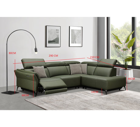 Milan Electric Corner Suite (Forest Green) - Milan Electric Corner Suite (Forest Green) L 290 X W 210 X H 80/106 - Milan Electric Corner Suite (Forest Green)