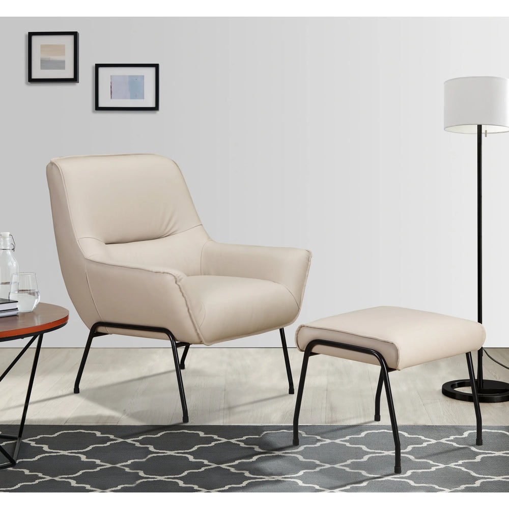 Lindo Chair + Stool (Cream Leather) - Lindo Chair + Stool (Cream Leather)