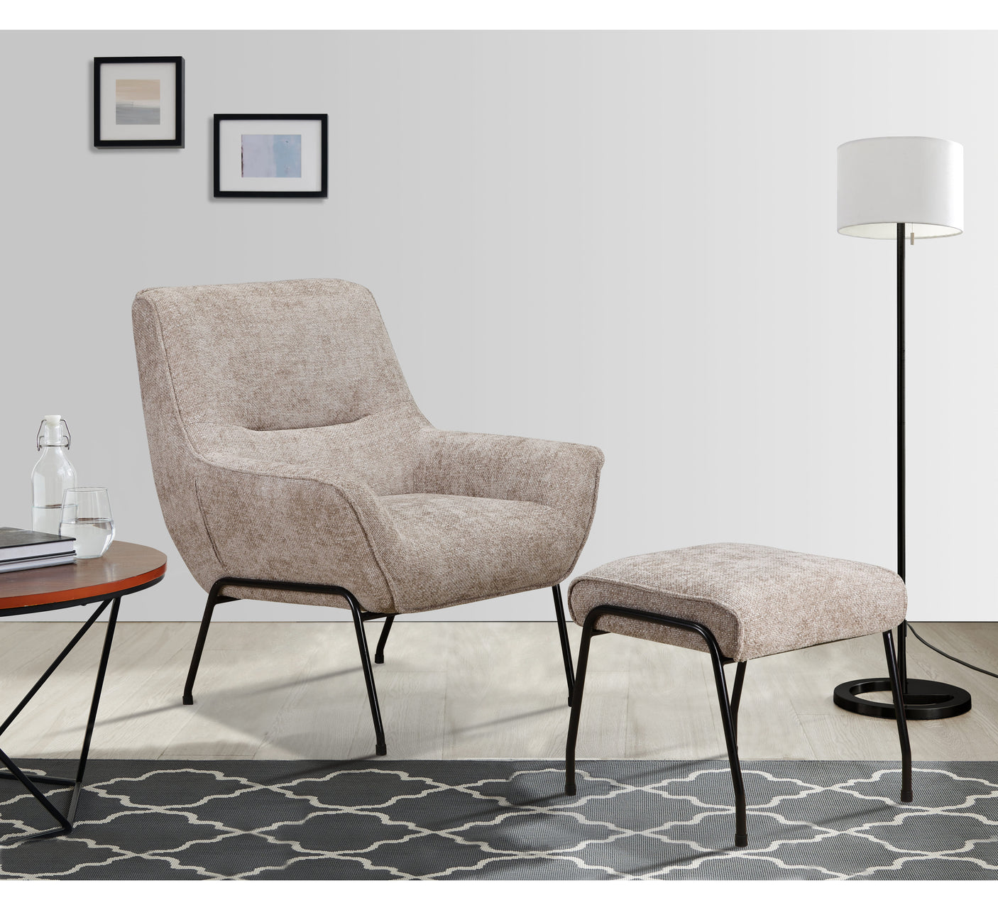 Lindo Chair + Stool (Oatmeal Fabric) - Lindo Chair + Stool (Oatmeal Fabric)