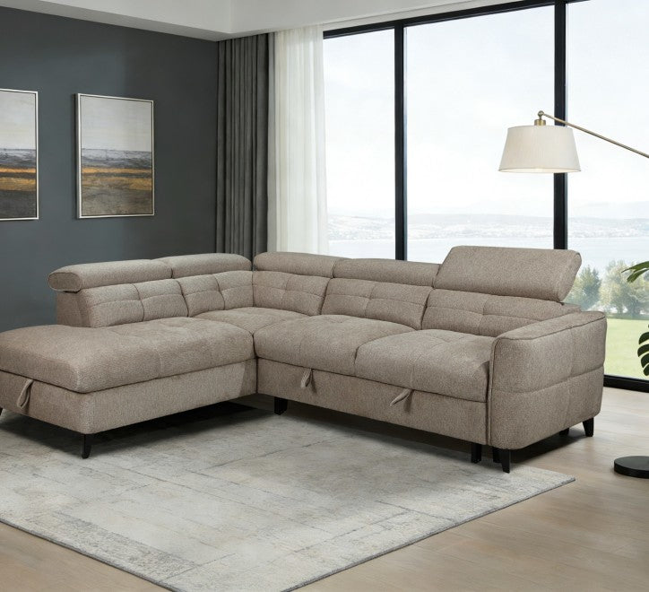 Brown corner sofa with plush cushions and modern design in a stylish living room setting
