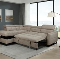 Brown corner sofa with a modern design and plush seating in a stylish living room setting