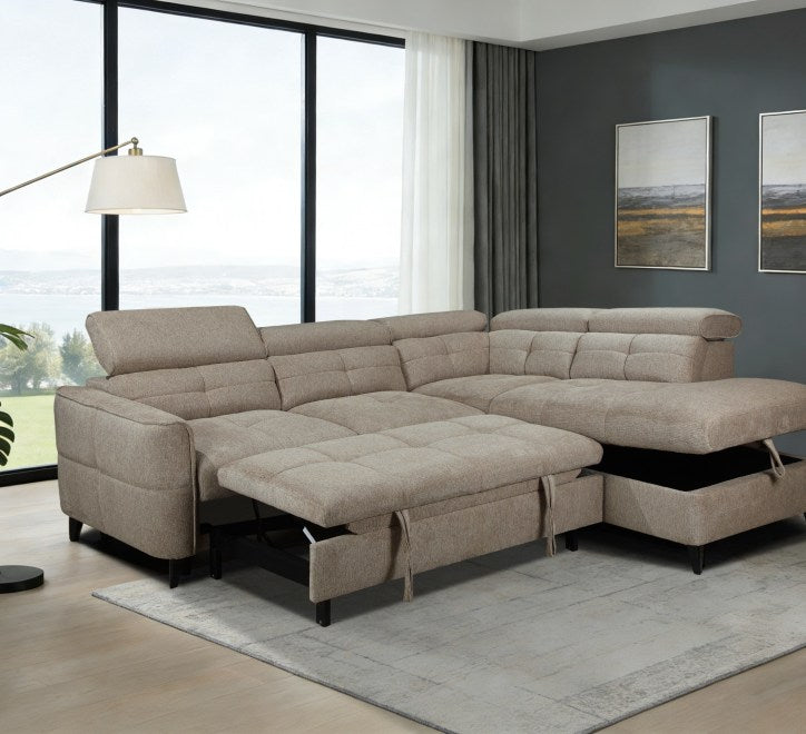 Brown corner sofa with a modern design and plush seating, perfect for any living room