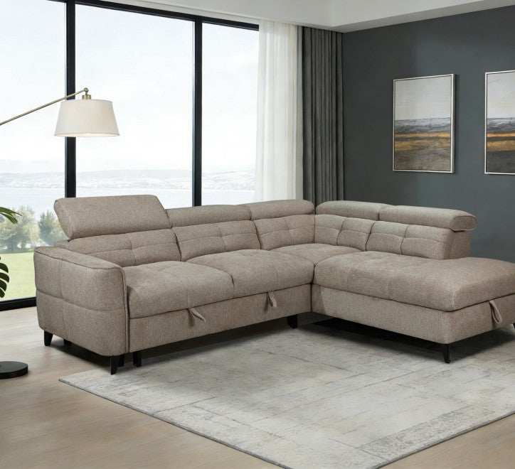Brown corner sofa with plush cushions and modern design, perfect for any living space
