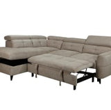 Brown corner sofa with tufted design and adjustable chaise lounge for comfort and style