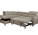Brown corner sofa with tufted design and storage chaise for modern living spaces