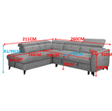 Grey corner sofa with plush cushions and sleek design, perfect for modern living spaces