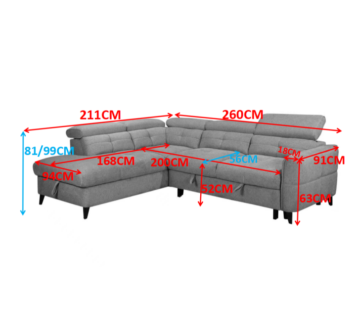 Grey corner sofa with plush cushions and modern design, perfect for any living space