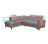 Grey corner sofa with plush cushions and modern design, perfect for any living space