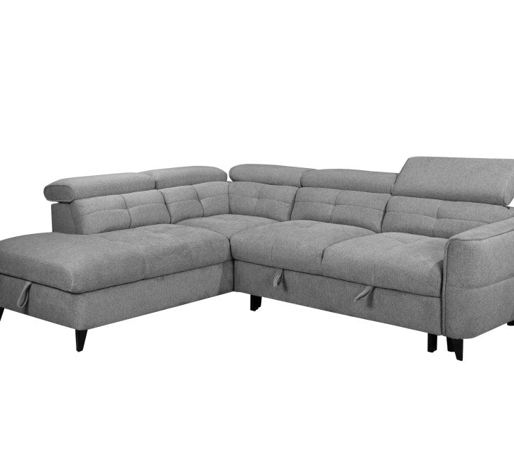 Grey corner sofa with plush cushions and modern design, perfect for any living space